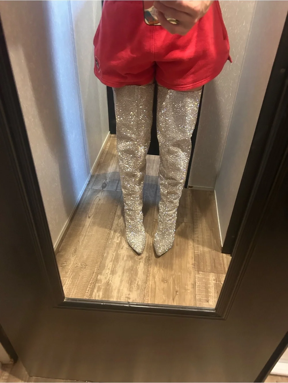 Dollskill Bling rhinestone crystal thigh high boots woman’s sz 7